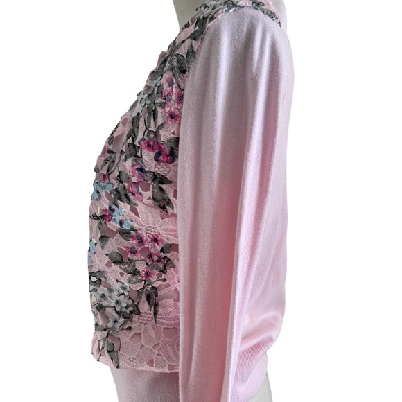 Charter Club Pink Rayon Embroidered Button Down cardigan Sweater size  Small - Picture 3 of 11